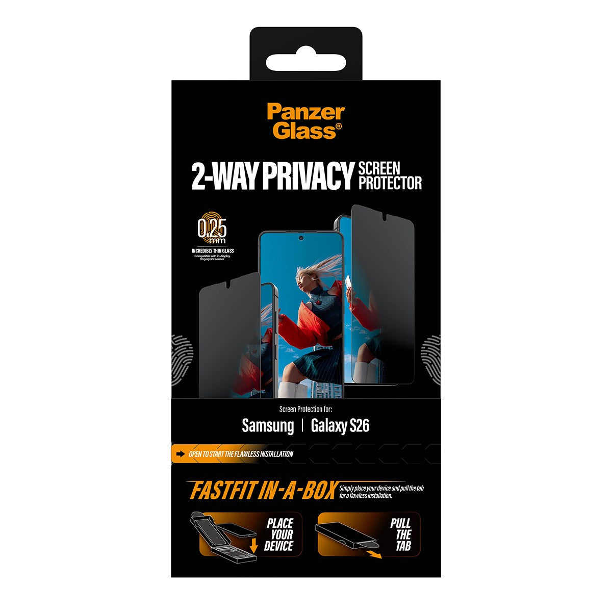 PanzerGlass® 2-Way Privacy Displayschutz Samsung Galaxy S26 | Ultra-Wide Fit m. FASTFIT IN-A-BOX